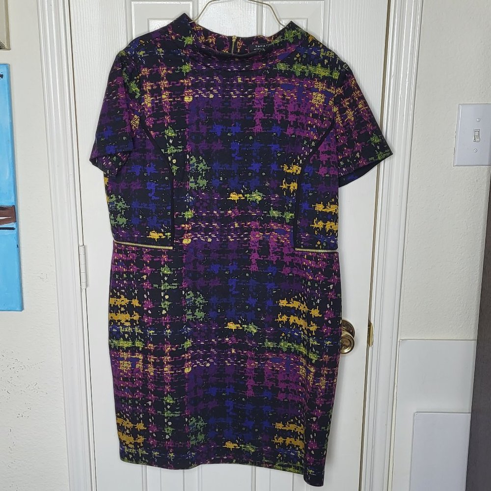 Tahari by Arthur S. Levine Short Sleeve Dress Size 14P